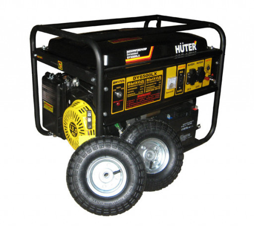 Бензогенератор Huter DY6500LX, с колесами и аккумулятором